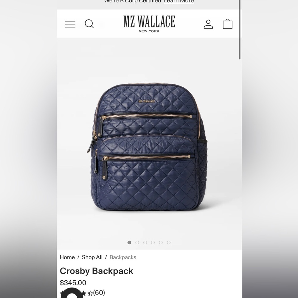 Mz Wallace navy/gold Crosby Backpack